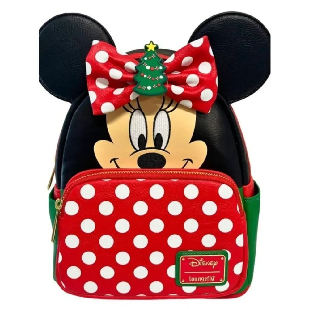 Loungefly Disney Minnie Mouse Holiday Interchangeable Bows Backpack NWT